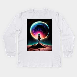 Abstract Art Anime Style Space Portal Girl Poster Young Woman Stickers and Assessories Kids Long Sleeve T-Shirt